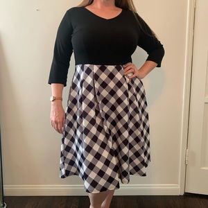 Women's Plaid Pockets Casual Party Dress